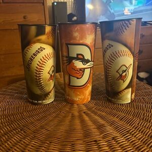⚾ Shorebirds Baseball Tumbler Cups – Set of 3 | Stadium Style ⚾